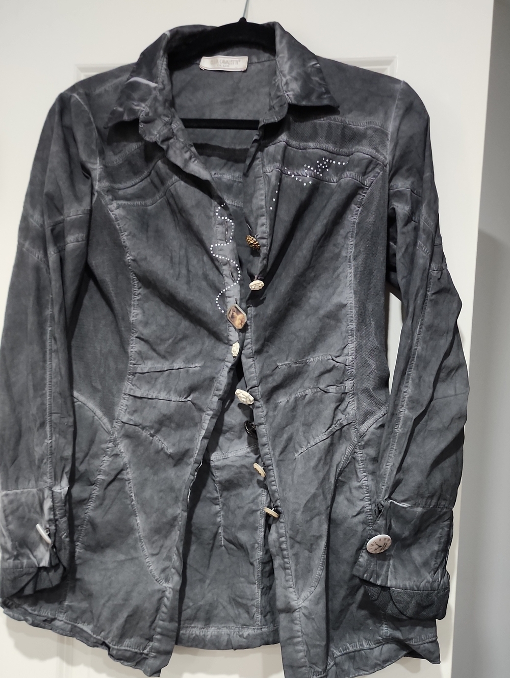 Elisa Cavaletti garment-dyed gray jacket/blouse MED